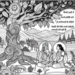 Bhagavad Gita and it's teachings THEME colouring page