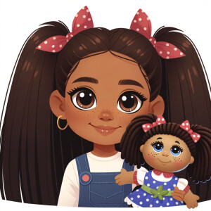 African-American girl with huge Hazel Brown eyes and long, black...