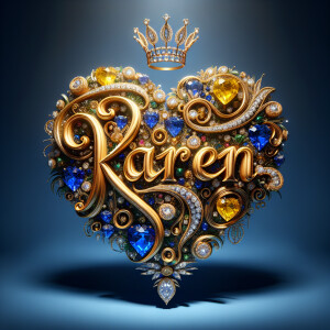 VCraft a 3-D image showcasing the name 'KAREN' in a luxurious go...