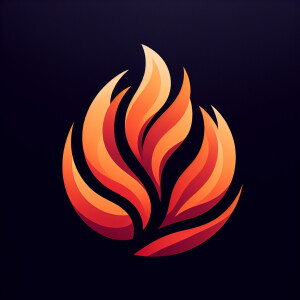 Flame with edge orange and red difumated inside