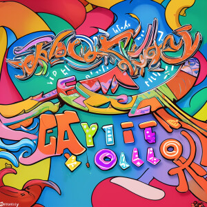Playful and colorful logo with a hand-drawn illustration and pla...