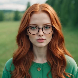 a stunning 25-year-old red headed female with long red hair, gre...