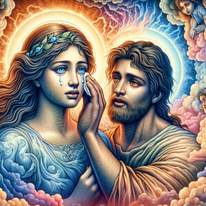 Ensure that the image distinctly represents both Jesus Christ an...
