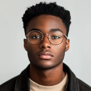 African American male, 21 years old, nerdy and skinny physique,...