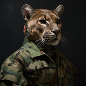 Female, anthromorphic Florida panther, american military, side c...