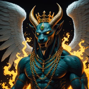 Photorealistic,Darkness incarnate attractive Anubis green and go...