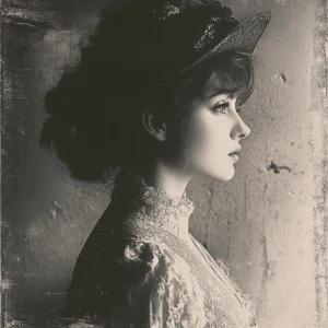 Create a monochrome image that has a vintage, slightly faded eff...