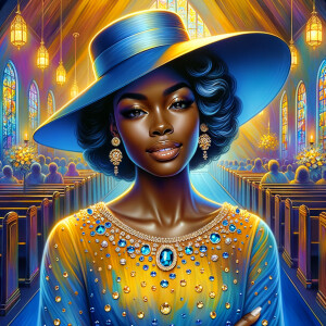 A spiritually enriching illustration portrays an African America...