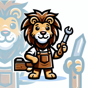 A friendly and approachable lion with a warm expression, perhaps...