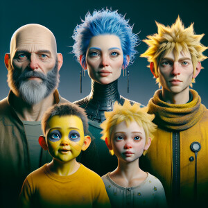 Craft an 8K UHD hyper-realistic portrait of Homer, Marge, Bart,...