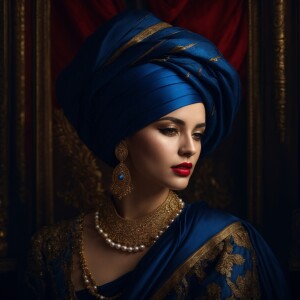 Young woman dramatic portrait, reminiscent of classical European...