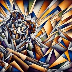 A couple embracing in a bed