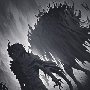 Imagine a setting steeped in the dark fantasy aesthetic of the 1...
