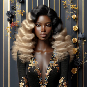 Create a vertical 3-D portrait of a light-skinned African-Americ...