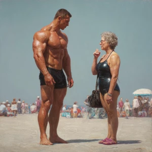 Hyperrealism photo painting,a muscular beefy russian man standin...