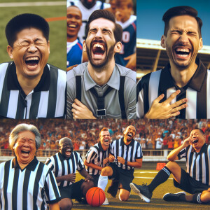 Arbitros riendo a carcajadas