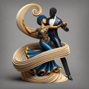 3d wood and porcelain sculpture of an Afrocentric woman with a m...