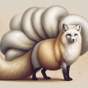 A pregnant pregantnine tailed fox with very fluffy fur