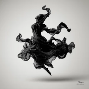 A faceless woman formed of ultra-sharp tendrils of black ink, su...