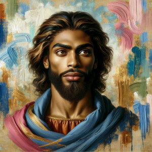 An oil painting of a light-skinned African American man resembli...