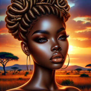 Create a highly detailed airbrush-style portrait featuring an li...