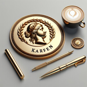 Create a frontal view of a sophisticated emblem that features a...