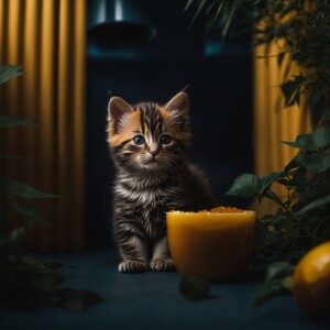 Imagine a cute kitten that really looks like a honey badger in d...