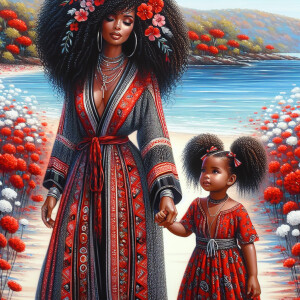 A tender depiction of a Bohemian mother with her child, both sty...