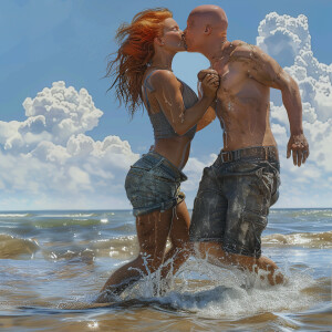 A photorealistic high resolution image. Light ginger haired fema...