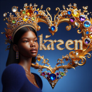 VCraft a 3-D image showcasing the name 'KAREN' in a luxurious go...