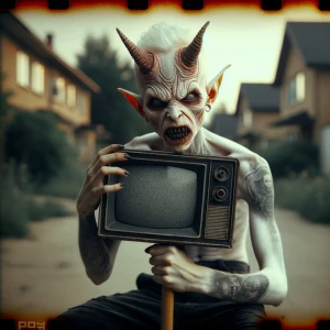 Sinister portrait photography. A menacing albino Goon  demon chi...