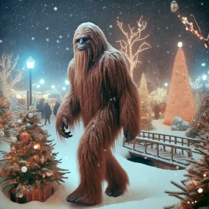 A humanoid looking hair covered man looking sasquatch walking th...
