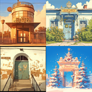 a vector graphic drawing showing an ordinary Russian entrance fr...