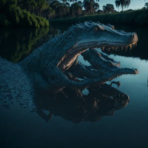 Create an ultra-realistic 8K HDR image of an alligator parting t...