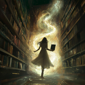 A Librarian Discovering a Portal to Another World Between Booksh...