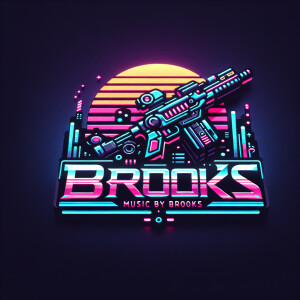 Cyberpunk Custom logo for text «music by Brooks»