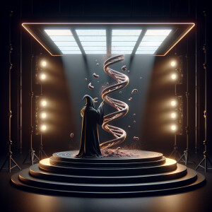 A DNA strand is seen in motion, unfurling and twisting within th...