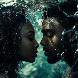 Visual stunning photo of a beach and waterfall, realistic water,...