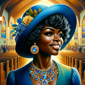 A spiritually enriching illustration portrays an African America...