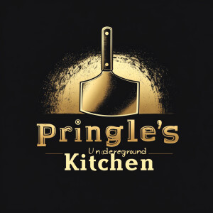 Create a logo for "Pringle's Underground Kitchen" that combines...