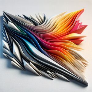 /imagine prompt: A composition of sharp geometric shapes, meticu...