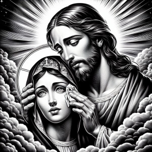 Ensure that the image distinctly represents both Jesus Christ an...
