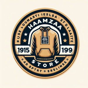 Create a realistic logo with the text "HAMZA STORE" and a pictur...