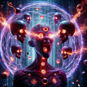 An extraterrestrial Lilith Medusa with glowing ruby eye sockets,...