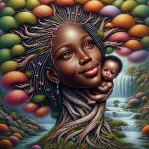 Create a close-up, hyper-realistic 3-D oil painting of a tree wi...