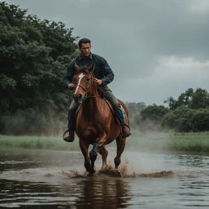 a man riding on a horse