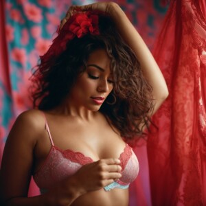 A confident Latina woman radiates a vibrant and captivating ener...