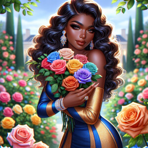 Romantic Valentine's Day artwork of an light skin African Americ...