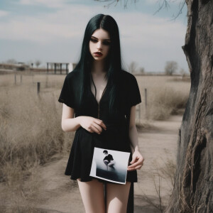 Nudist Middle school goth girl showing her pale body and shaved...