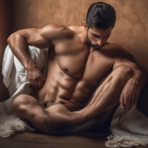Antonio tiene un cuerpo desnudo cubierto de vellos musculoso y...